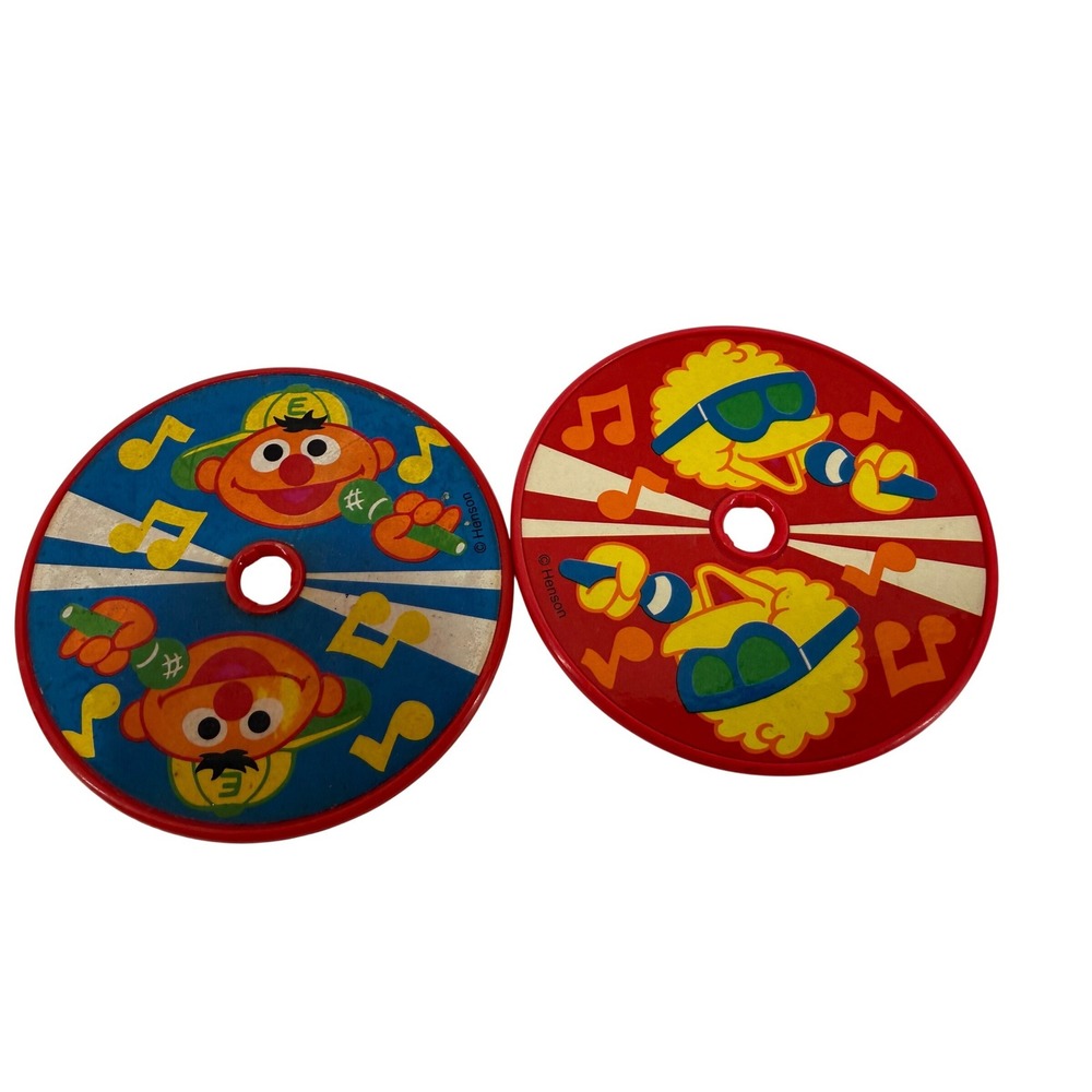 Vintage Sesame Street Elmo Toy (2) Discs Replacement Jim Henson Red Blue 1996